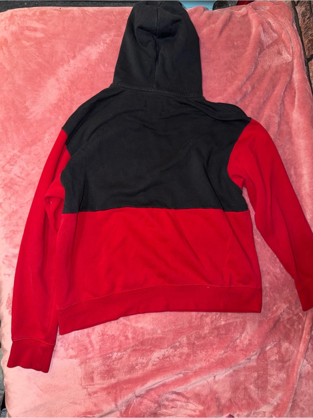 Jordan Men’s Black and Red Colorblock Crewneck Hoodie with Yellow Jumpman - Picture 2 of 2
